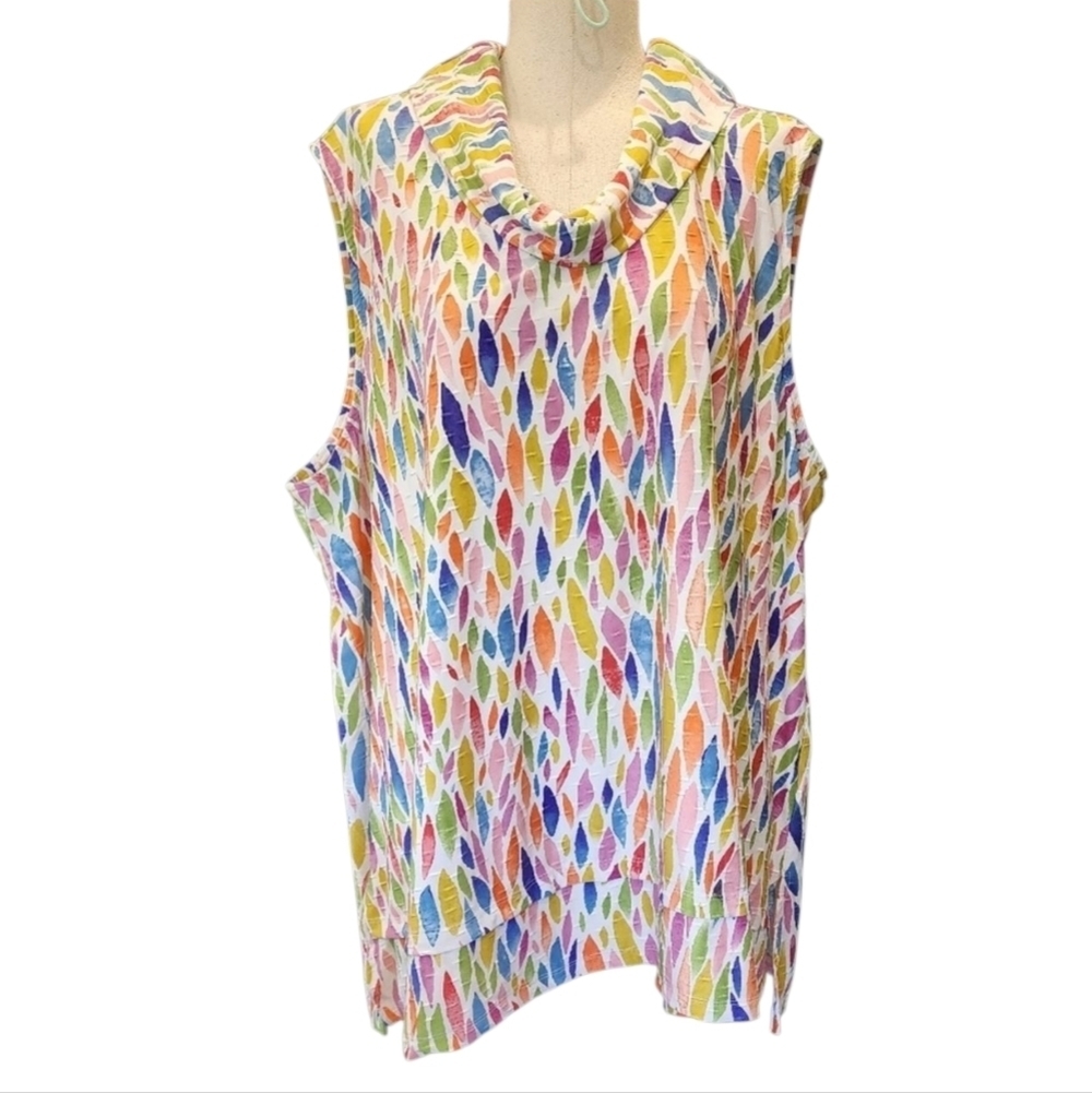 PURE ESSENCE MULTI-COLORED DESIGN Boxy Blouse with Relaxed Fit